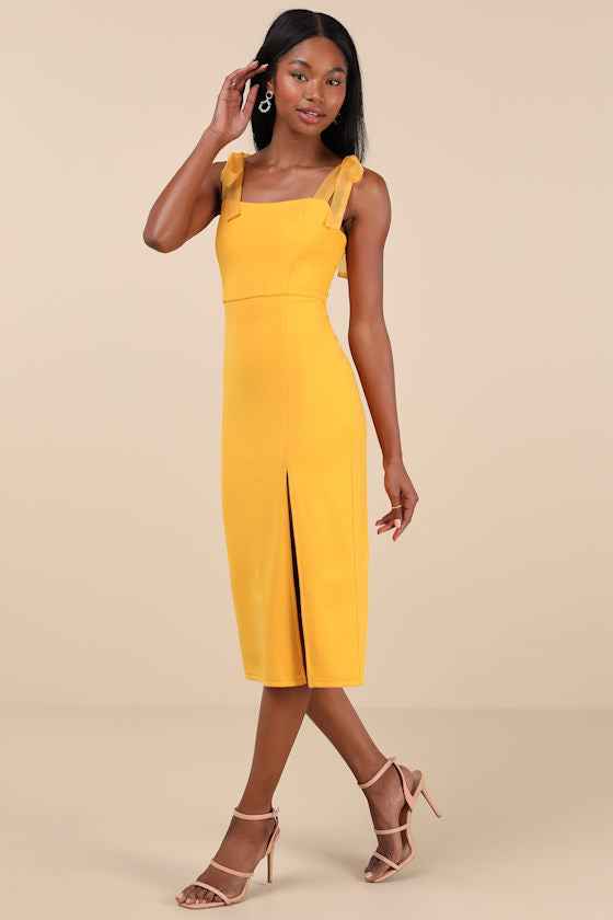 Romantic Celebration Navy Tie-Strap Bodycon Midi Dress