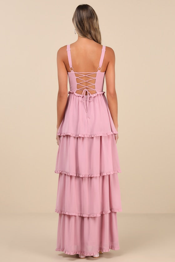 Sophisticated Occasion Navy Blue Bustier Lace-Up Maxi Dress