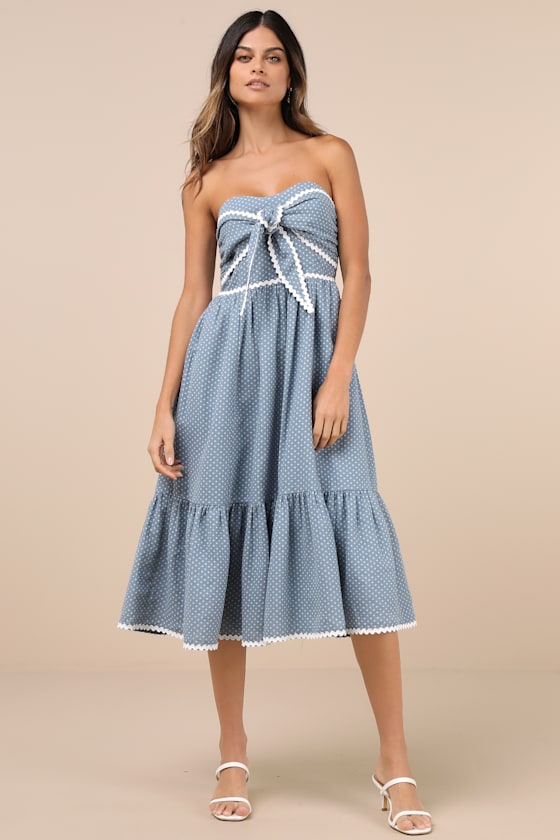 Delightful Design Yellow Polka Dot Midi Dress With Pockets