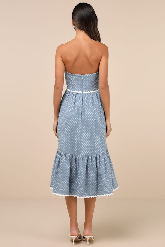 Delightful Design Yellow Polka Dot Midi Dress With Pockets