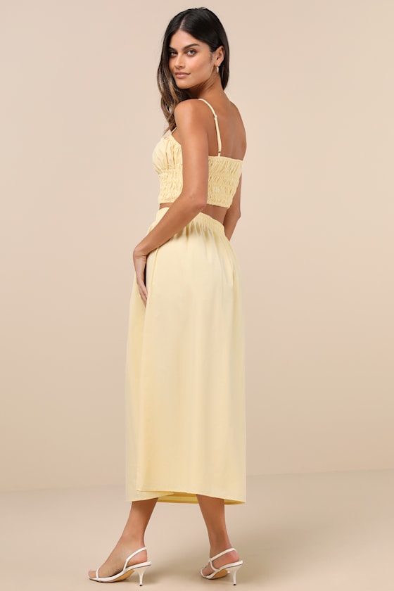 Delightful Yellow Two-Piece Midi Dress