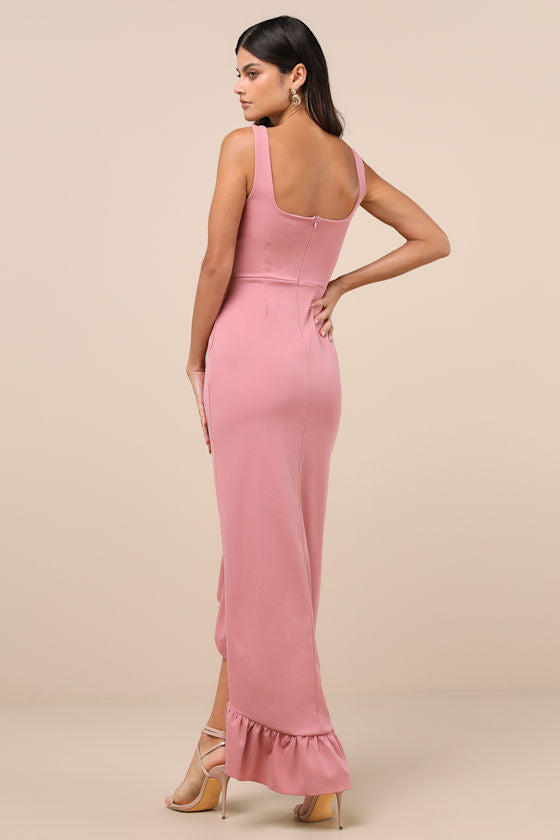 Immaculate Excellence Black Sleeveless Ruffled Tulip Maxi Dress