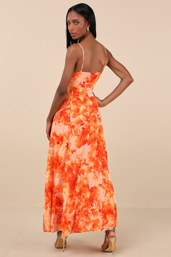 Beautiful Soul Teal Green Floral Print Twist-Front Maxi Dress