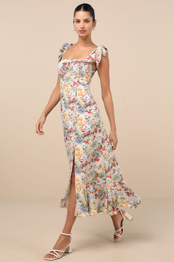 Summer Invite Royal Blue Tie-Strap Tiered Midi Dress