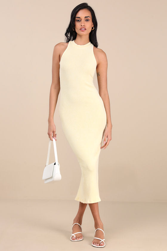 Essentially Sweet Washed Lavender Ribbed Sleeveless Midi Dress