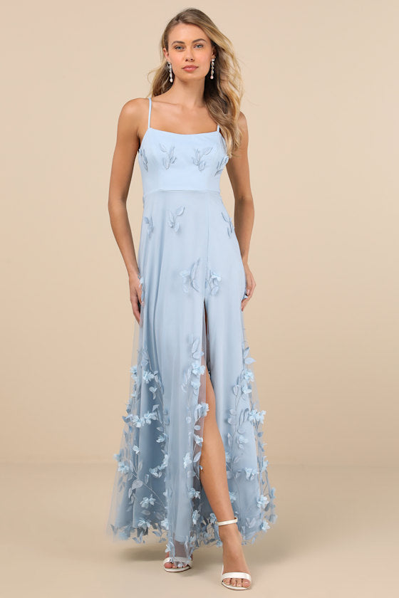 Abundant Charm Blush Pink 3D Floral Applique Maxi Dress