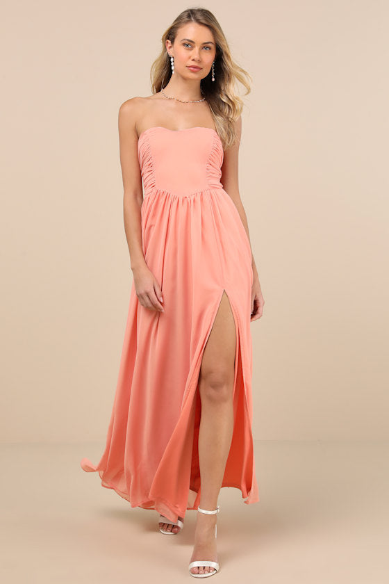 Luxe Favorite Black Strapless Ruched Maxi Dress