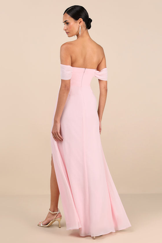 Magical Magnetism Navy Blue Off-the-Shoulder Maxi Dress