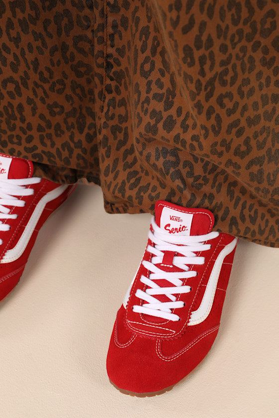 Super Lowpro Racing Red Suede Leather Sneakers