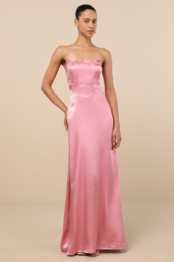 Extraordinary Presence Aqua Blue Satin Strapless Maxi Dress