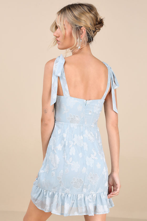 No One Prettier Magenta Floral Embroidered Tie-Strap Mini Dress