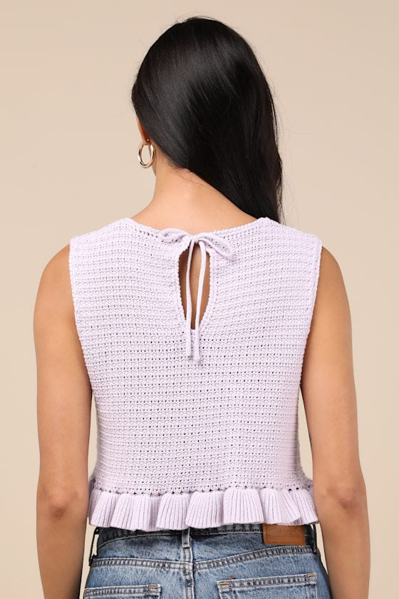 Flouncin' Around Dusty Olive Cropped Ruffled Sweater Tank