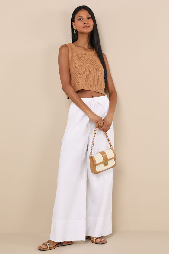 Brisa Light Blue Striped Cuffed Wide-Leg Pants