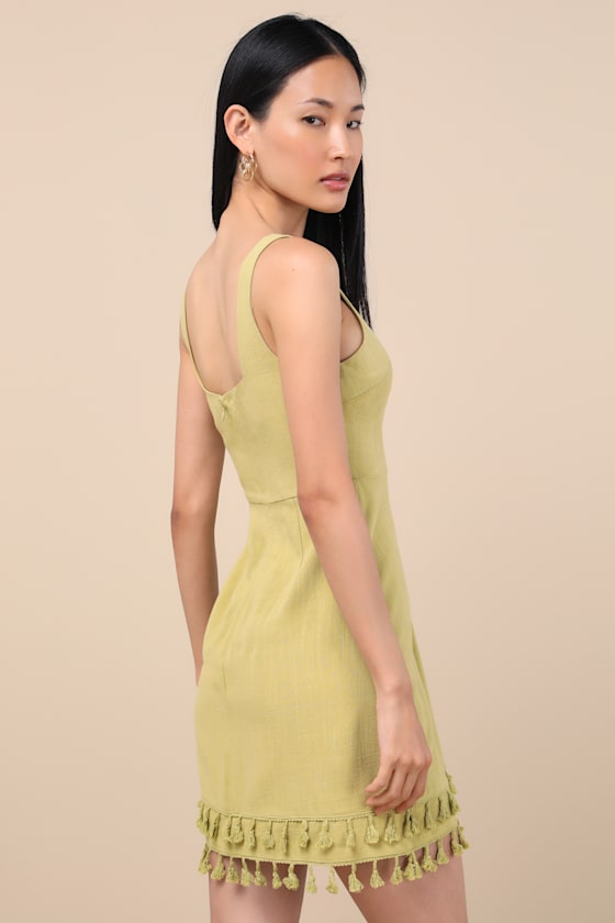 Feel the Sunshine White Tassel Mini Dress