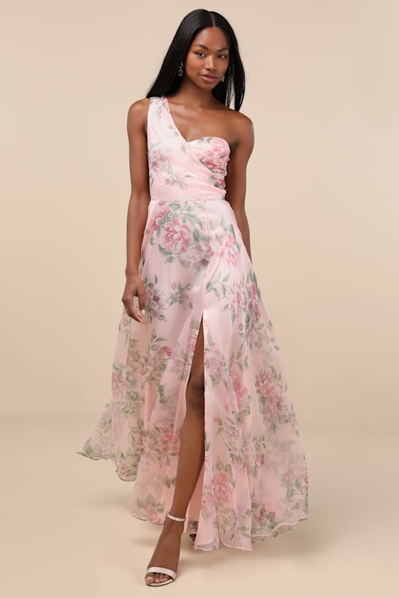 Truly Extraordinary Black Floral Organza One-Shoulder Maxi Dress