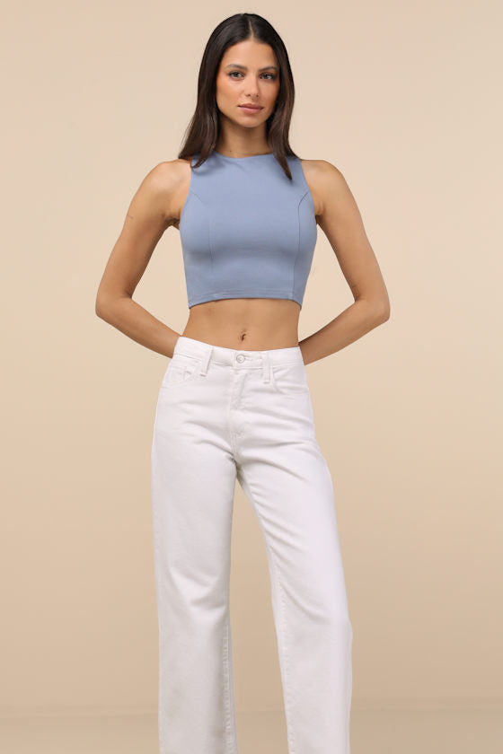 Let's Tie It Rust Orange Tie-Back Cropped Tank Top
