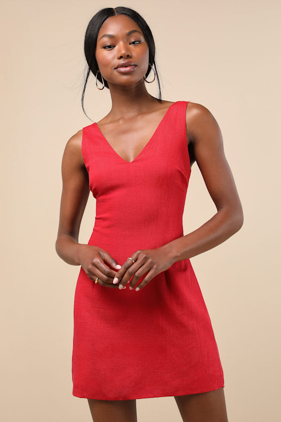 Packing for Positano Beige Linen Sleeveless Mini Dress