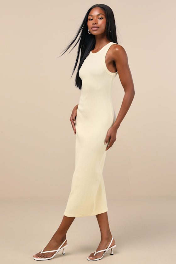 Majorly Trendy Green Ribbed Bodycon Midi Dress