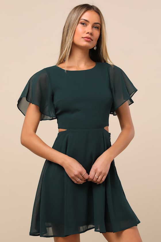 Blissful Love Blue Cutout Mini Skater Dress