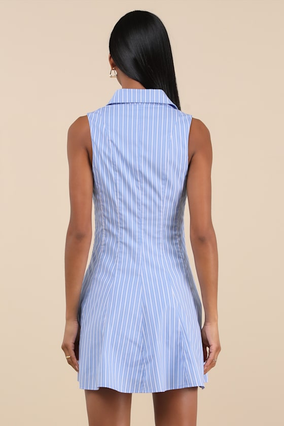Zenley White Collared Skater Mini Dress