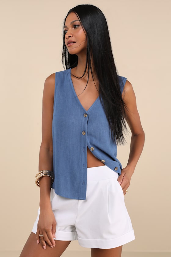 Marieke Navy Pleated High-Rise Shorts