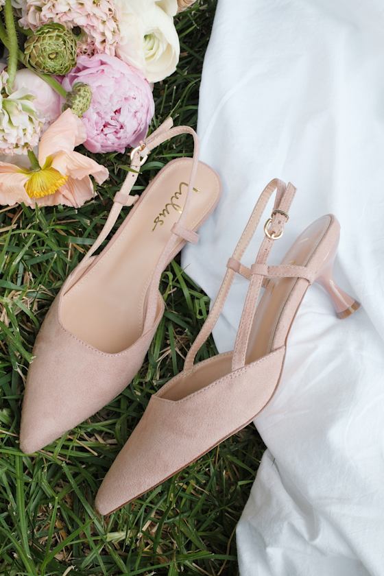Talia White Floral Pointed-Toe Slingback Pumps