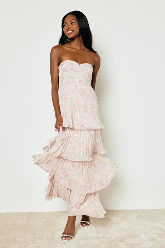 Seriously Sensational Black Strapless Tiered Maxi Dress