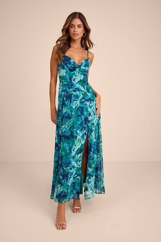 Beautiful Soul Fuchsia Floral Print Twist-Front Maxi Dress
