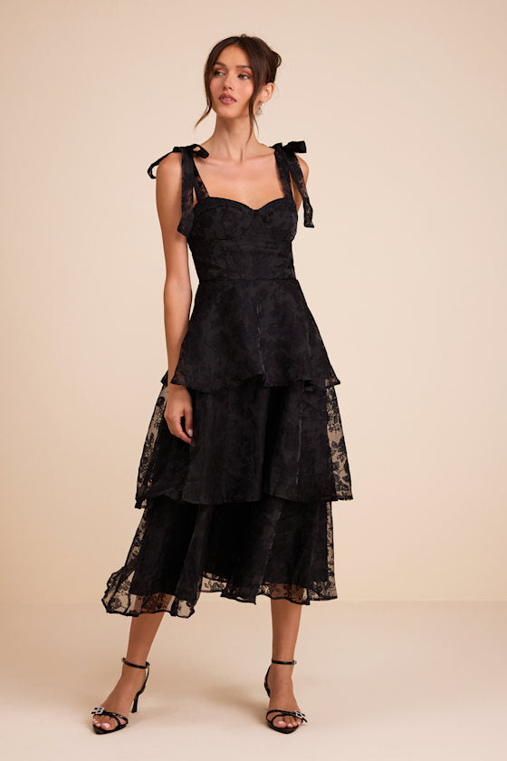 Glamorous Sweetie Sage Burnout Tie-Strap Bustier Midi Dress
