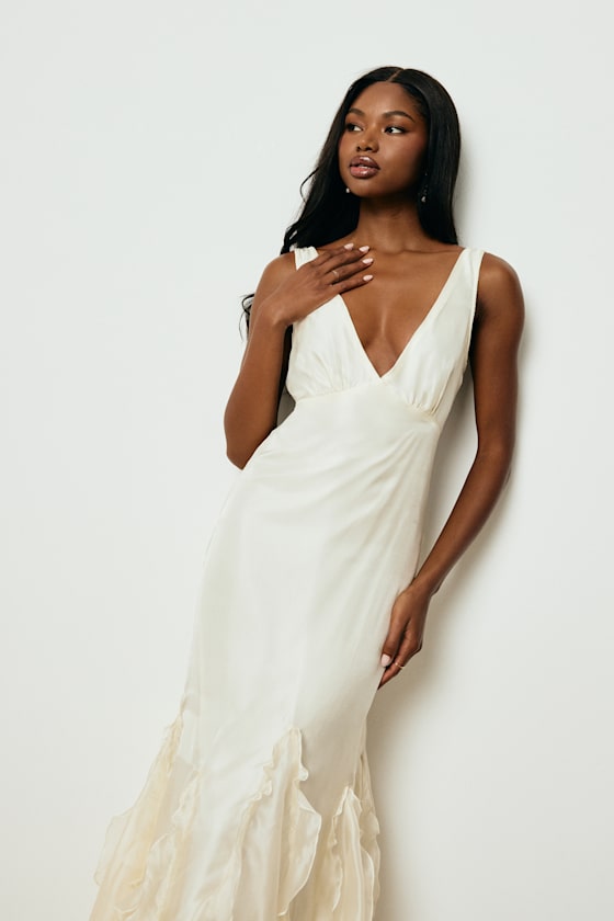 Deluca Navy Floral Sleeveless Ruffled Maxi Dress