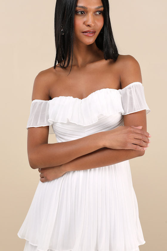 Always Remarkable Rusty Rose Pleated Off-the-Shoulder Maxi Dress