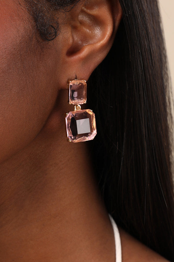 Alvilda Pink Rhinestone Drop Earrings