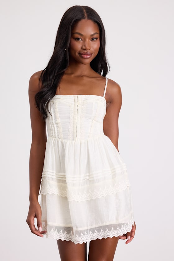 Abby Dusty Pink Lace Tiered Mini Dress