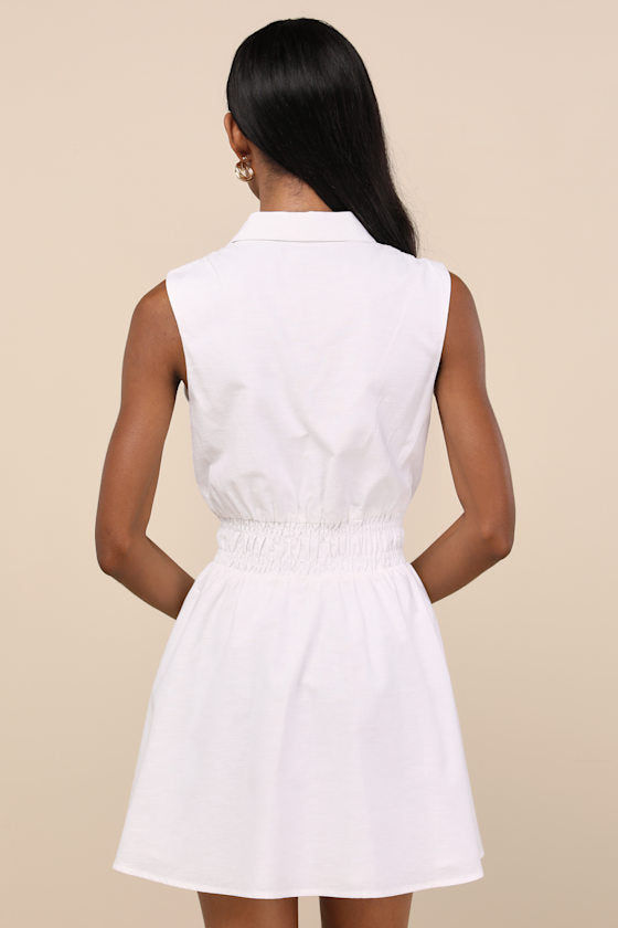 Jaliyah Blue Collared Button-Front Mini Dress
