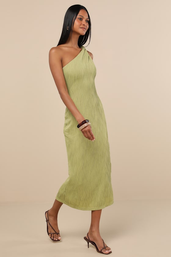 Aristea Fuchsia Textured One-Shoulder Midi Dress
