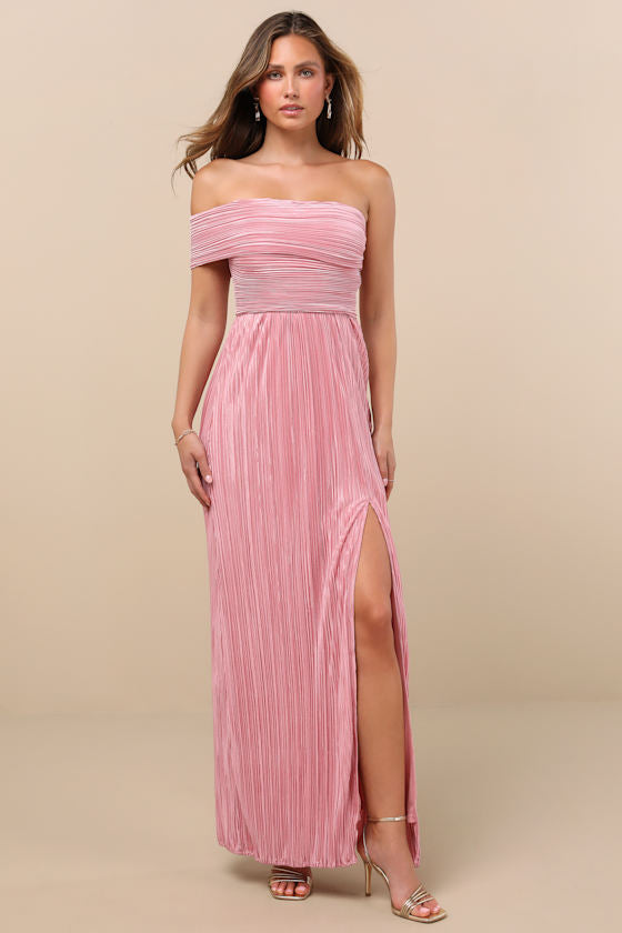 Poised Performance Rust Red Plisse One-Shoulder Maxi Dress