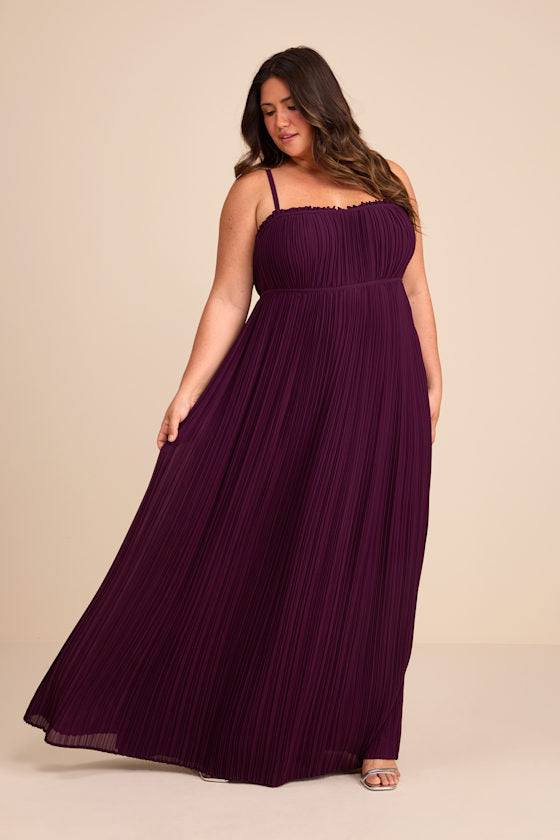 Delina Olive Plisse Chiffon Tie-Back Maxi Dress