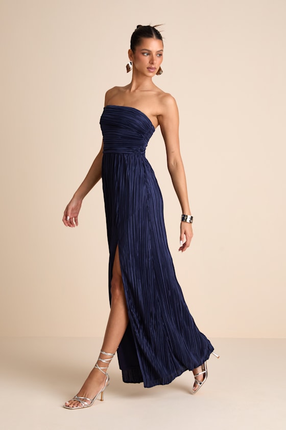 Poised Performance Fuchsia Plisse One-Shoulder Maxi Dress
