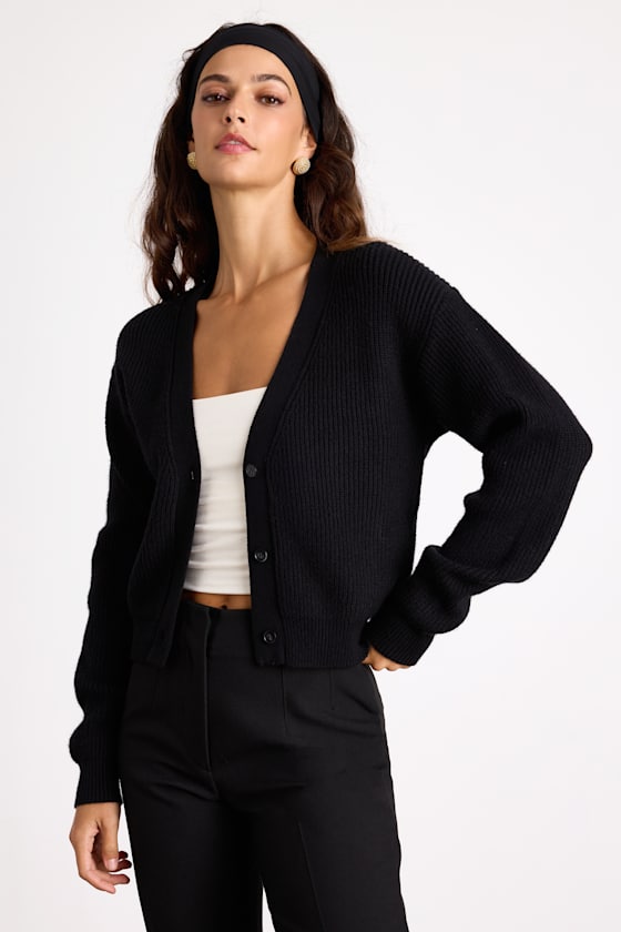 Toasty Babe Ivory Knit Button-Up Cropped Cardigan