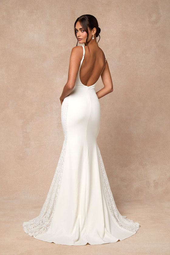 Lilabeth White Lace Mermaid Maxi Dress