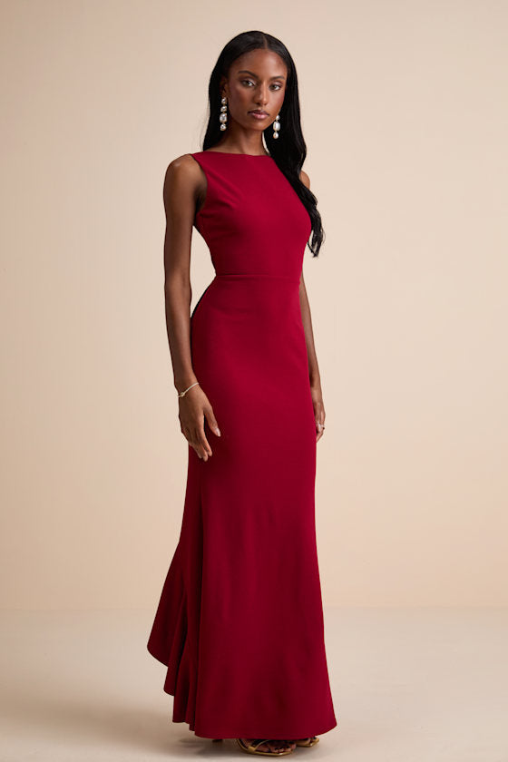 Exquisite Refinement Black Backless Bow Ruffled Maxi Dress