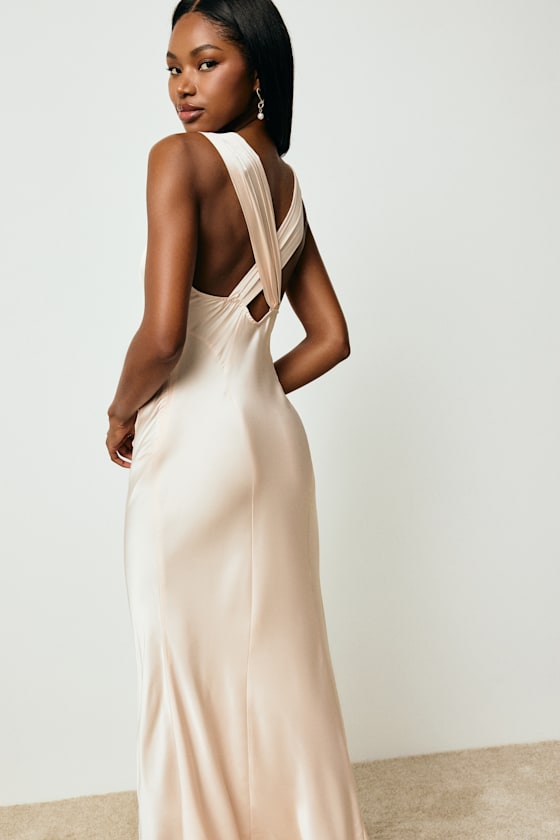Ellena Burgundy Satin Slip Midi Dress