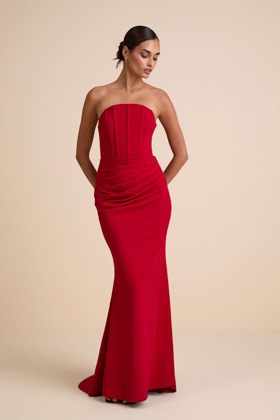 Laney Black Strapless Corset Maxi Dress