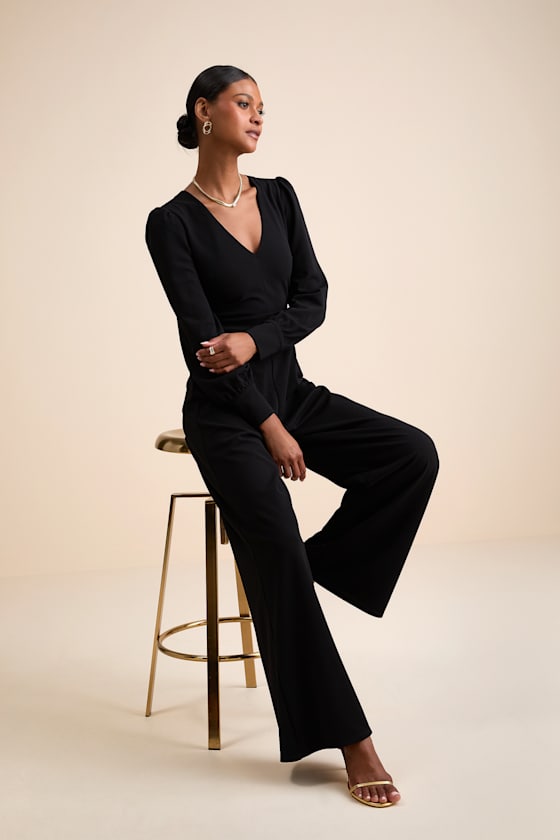 Celebrating Romance Emerald Green Long Sleeve Wide-Leg Jumpsuit