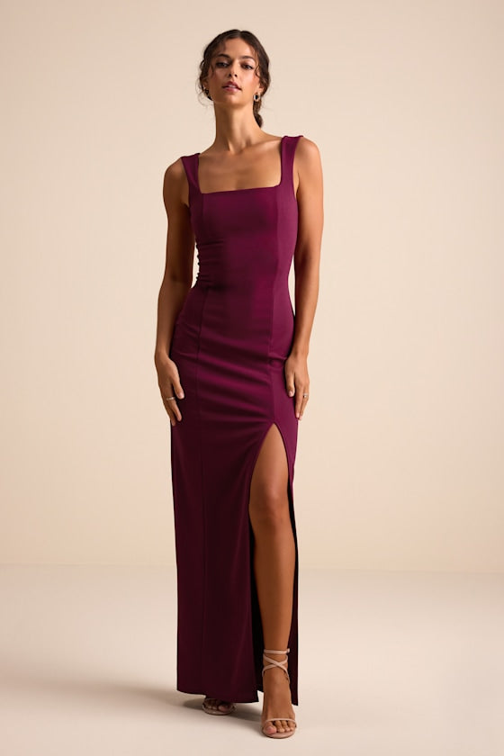 Inspiring Allure Hunter Green Square Neck Column Maxi Dress