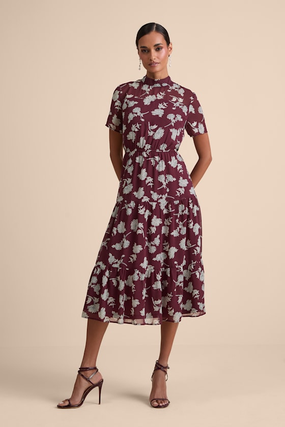 Floral Dressed Up Royal Blue Floral Print Midi Dress