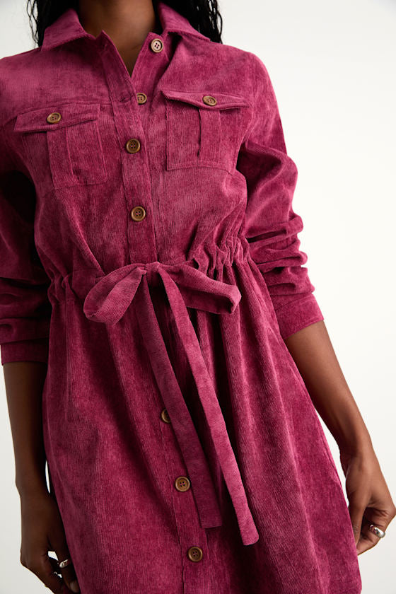 Simple Affection Black Corduroy Mini Dress With Pockets