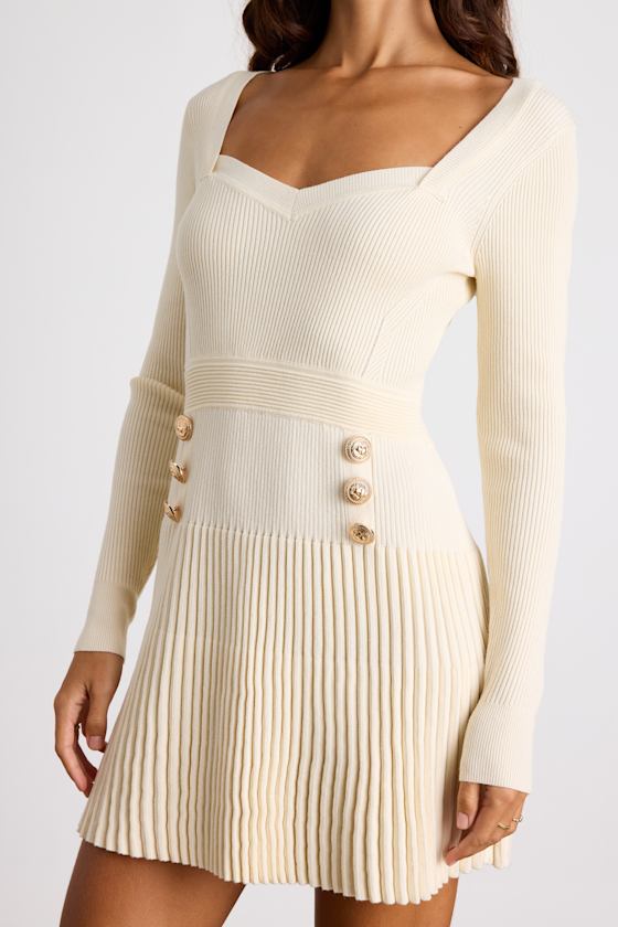 Chicest Crush Olive Ribbed Long Sleeve Mini Sweater Dress