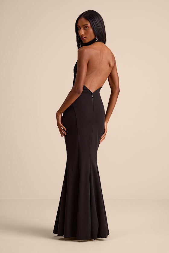 Sihana Wine Red Halter Mermaid Maxi Dress