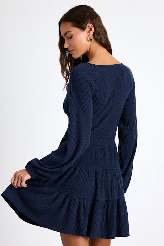 Adorable Option Heather Beige Long Sleeve Mini Sweater Dress